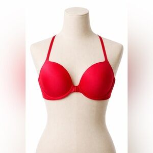 Victoria’s Secret 38D Red Front Close Racerback Demi Bra Lined Push Up Support